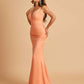 Satin Deep V-neck Mermaid Bridesmaid Dresses Open Back Floor Length