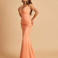 Satin Deep V-neck Mermaid Prom Dresses Open Back Floor Length