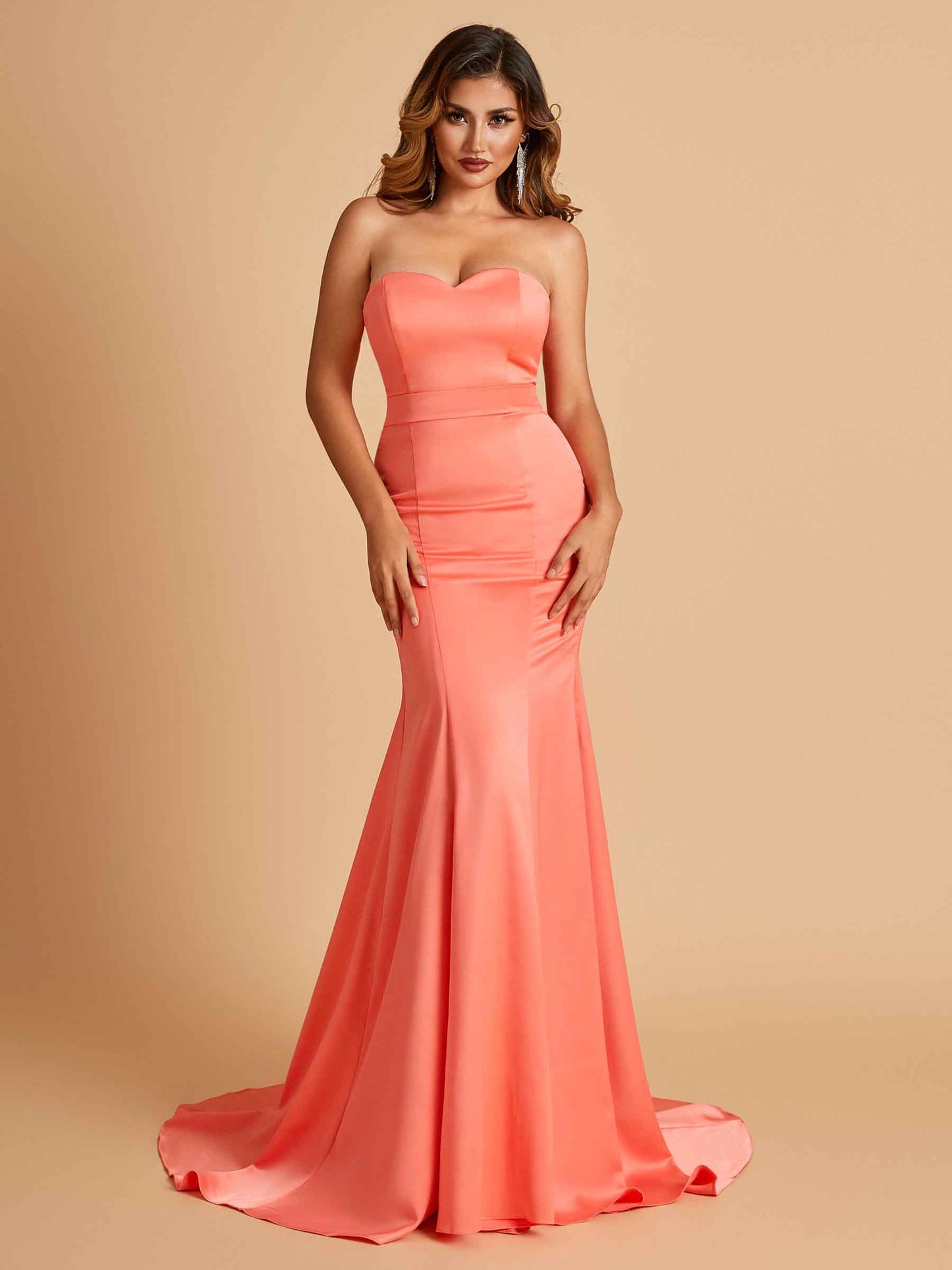 Sexy Satin Sweetheart Mermaid Bridesmaid Dresses Strapless Floor Length