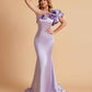 Elegant Satin One Shoulder Pleats Mermaid Bridesmaid Dresses Floor Length