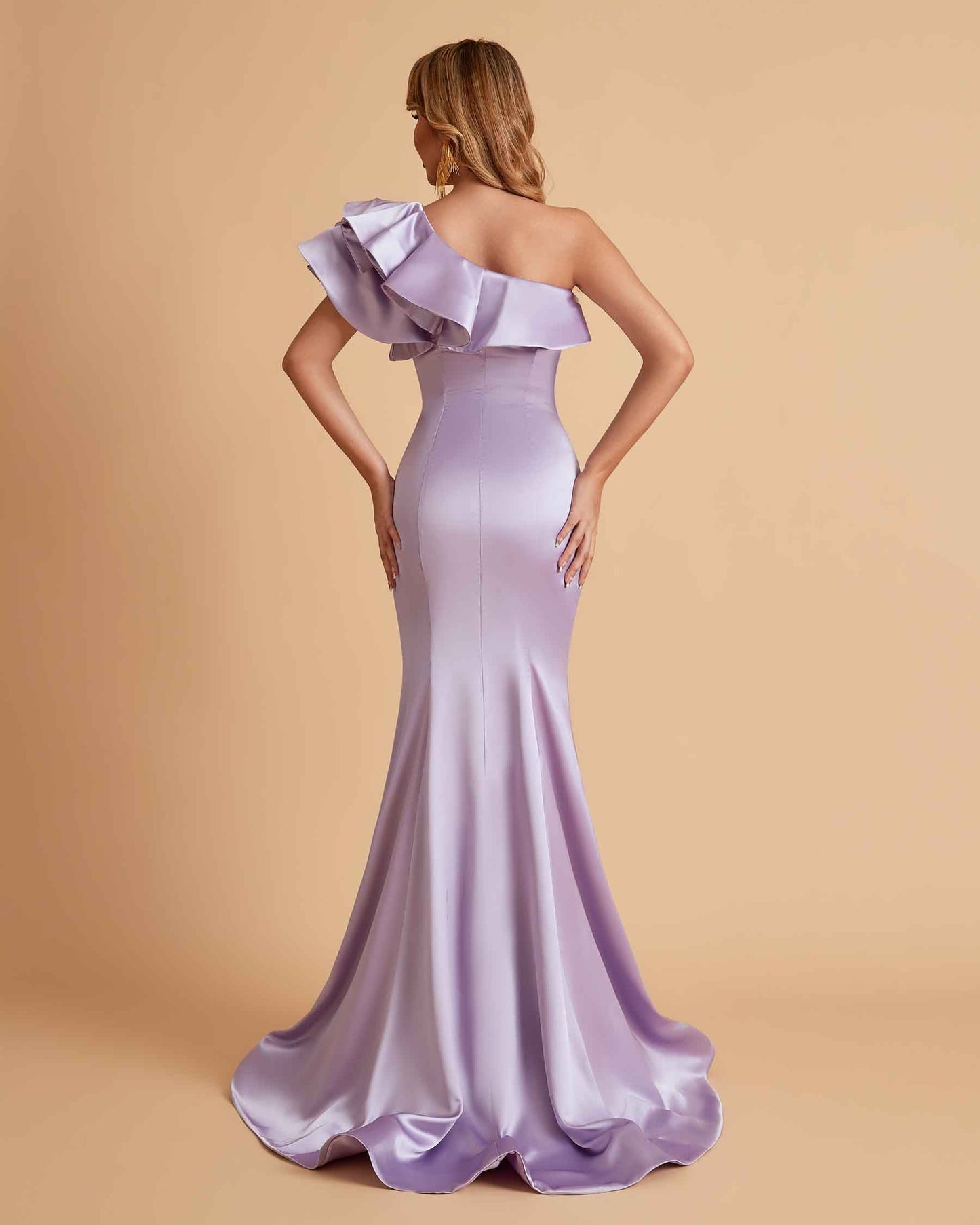 Elegant Satin One Shoulder Pleats Mermaid Bridesmaid Dresses Floor Length