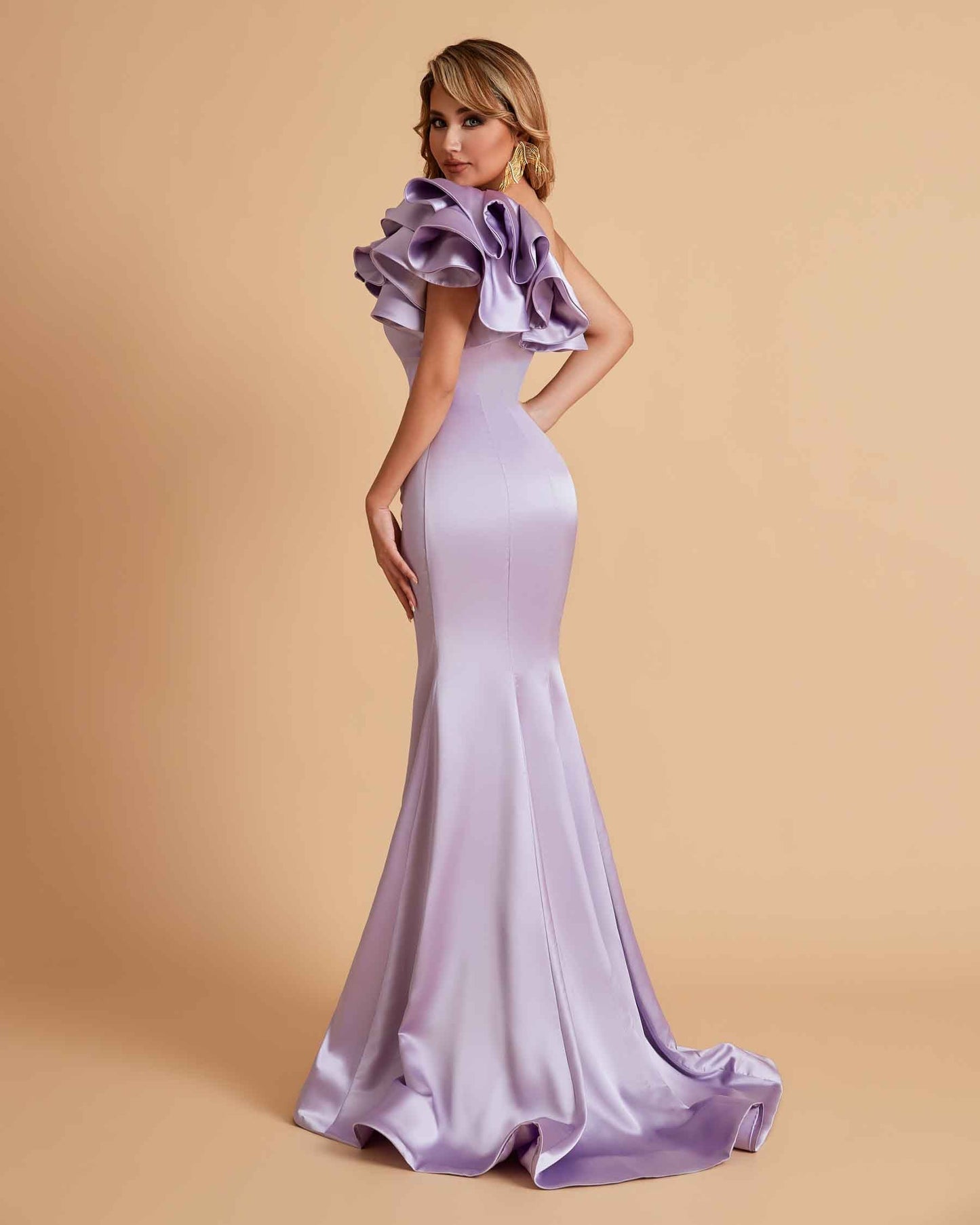 Elegant Satin One Shoulder Pleats Mermaid Bridesmaid Dresses Floor Length