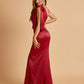 Sexy Satin One Shoulder Bridesmaid Dresses Long Zipper Side Floor Length Sheath
