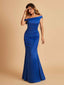 Charming Satin Off Shoulder Mermaid Prom Dresses Straps Floor Length
