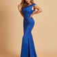 Charming Satin Off Shoulder Mermaid Prom Dresses Straps Floor Length