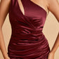 Sexy Satin Key Hole Bridesmaid Dresses One Shoulder Key Hole Floor Length Sheath For Sale