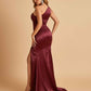 Sexy Satin Key Hole Bridesmaid Dresses One Shoulder Key Hole Floor Length Sheath For Sale