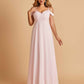 Chiffon Off-shoulder Long Bridesmaid Dresses V-neck Floor Length A-line For Sale