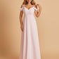 Chiffon Off-shoulder Long Bridesmaid Dresses V-neck Floor Length A-line For Sale