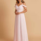 Chiffon Off-shoulder Long Bridesmaid Dresses V-neck Floor Length A-line For Sale