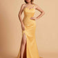 Elegant Satin One Shoulder Sweetheart Mermaid Long Bridesmaid Dresses