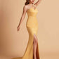 Elegant Satin One Shoulder Sweetheart Mermaid Long Bridesmaid Dresses