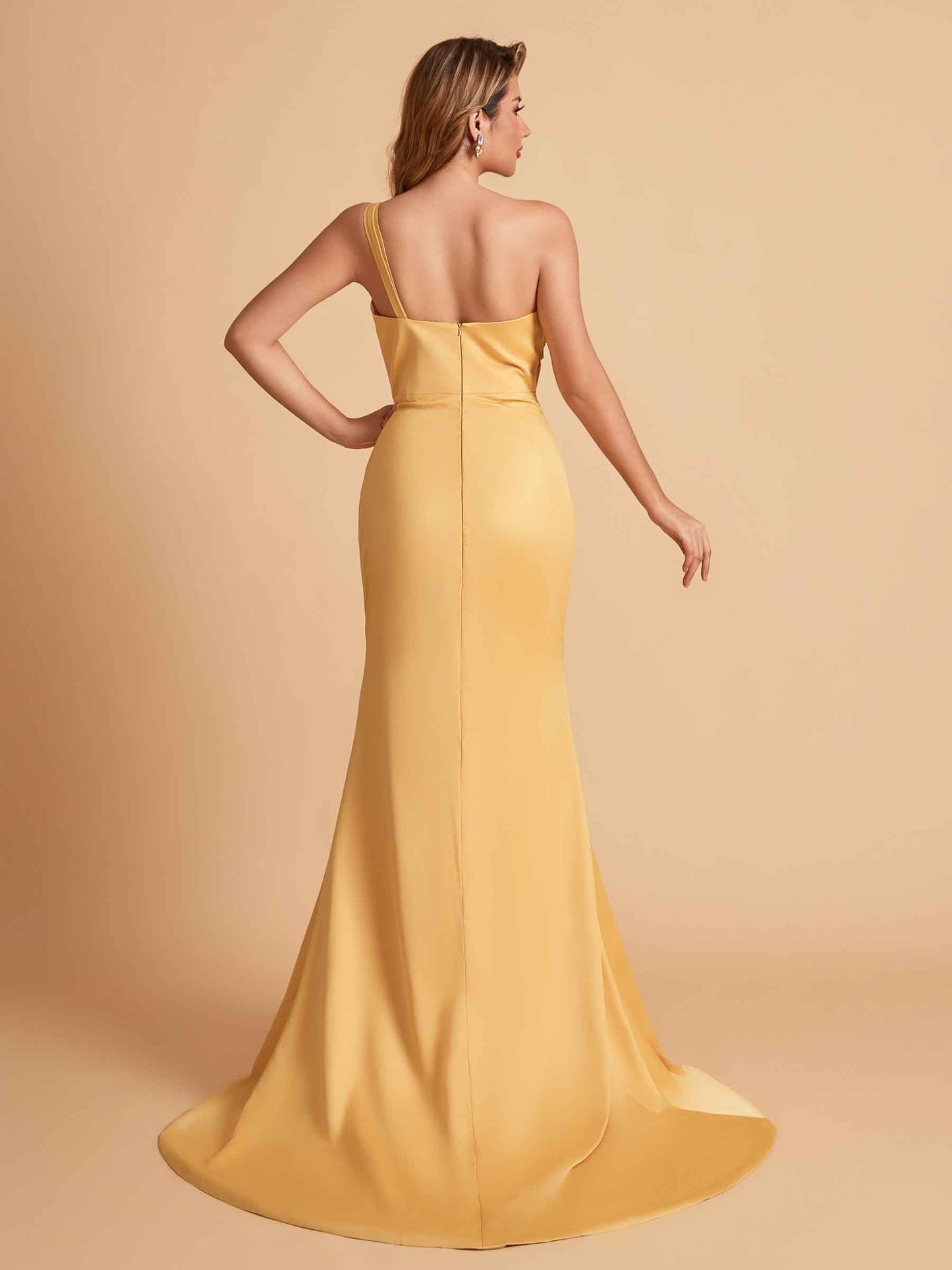 Elegant Satin One Shoulder Sweetheart Mermaid Long Bridesmaid Dresses