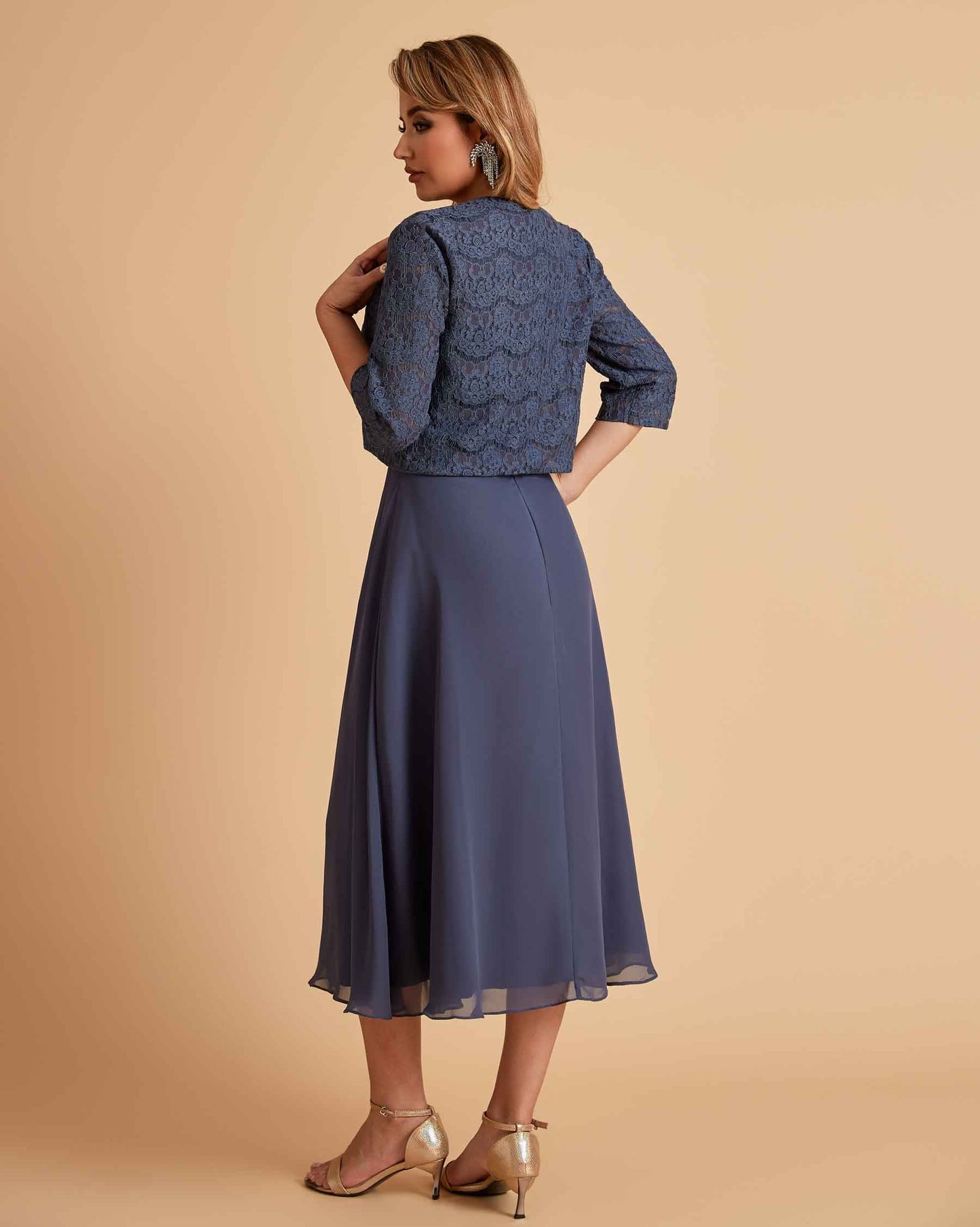 Elegant A-line Bateau Sleeveless Tea Length Mother of the Brides Dresses Online