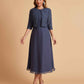 Elegant A-line Bateau Sleeveless Tea Length Mother of the Brides Dresses Online
