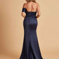 Satin One-shoulder Long Bridesmaid Dresses Side Slit With Pleats Mermaid