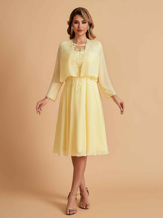 Elegant A-line Chiffon Jewel Short Mother of the Brides Dresses Online