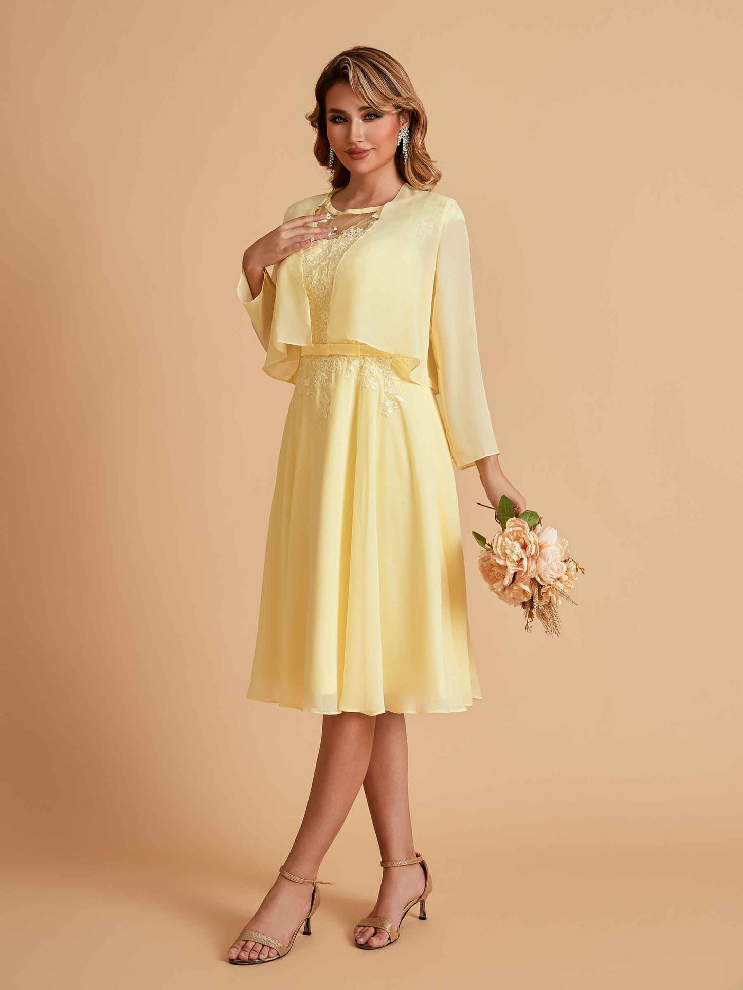 Elegant A-line Chiffon Jewel Short Mother of the Brides Dresses Online