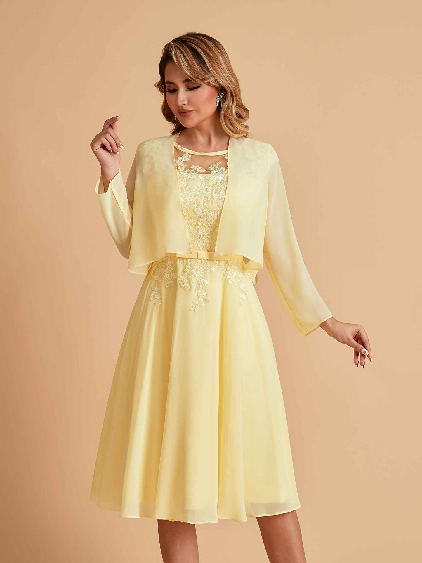 Elegant A-line Chiffon Jewel Short Mother of the Brides Dresses Online
