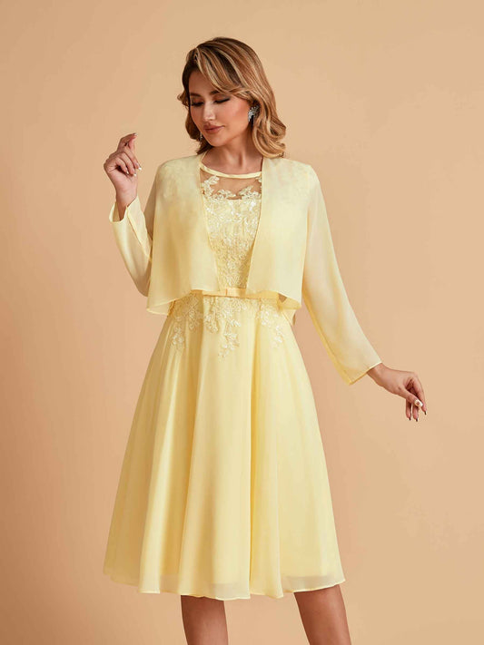 Elegant A-line Chiffon Jewel Short Mother of the Brides Dresses Online