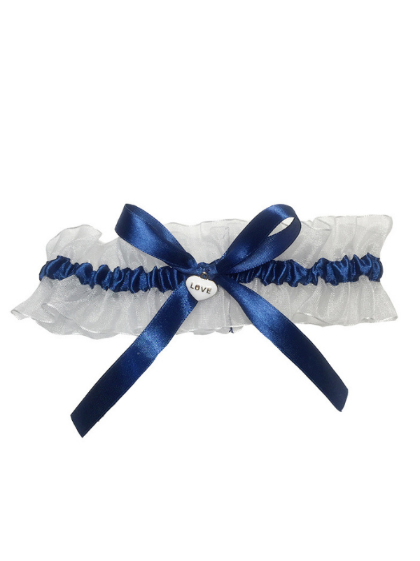 Navy Blue White Wedding Garter kiarelys Navy Blue White Wedding Garter kiarelys