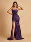 Sexy Satin Spaghetti Straps Bridesmaid Dresses Open Back Mermaid Floor Length Unique