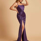 Sexy Satin Spaghetti Straps Prom Dresses Open Back Mermaid Floor Length Unique
