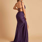 Sexy Satin Spaghetti Straps Prom Dresses Open Back Mermaid Floor Length Unique