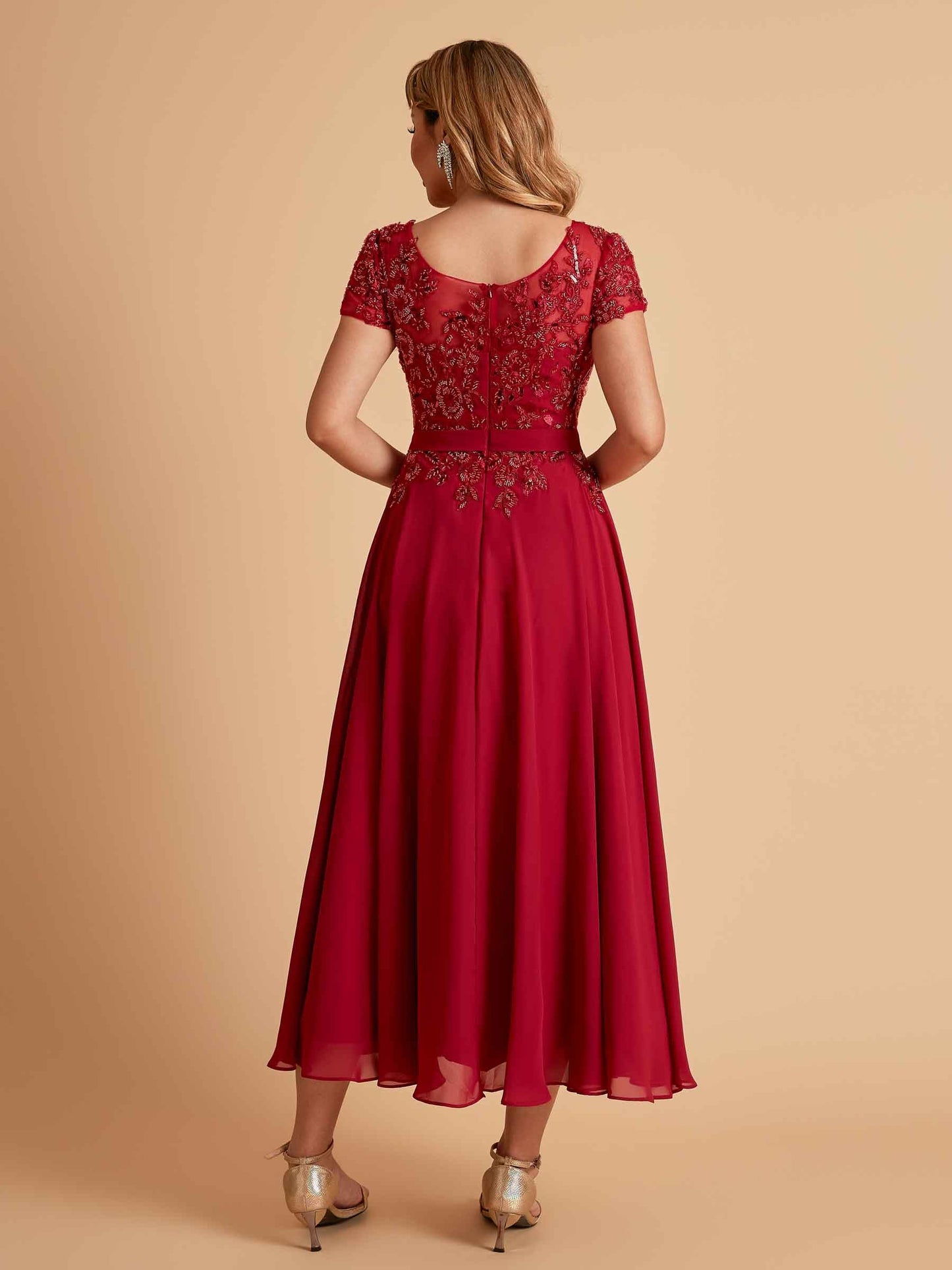 Elegant A-line Chiffon Short Sleeves Mother of the Brides Dresses Online