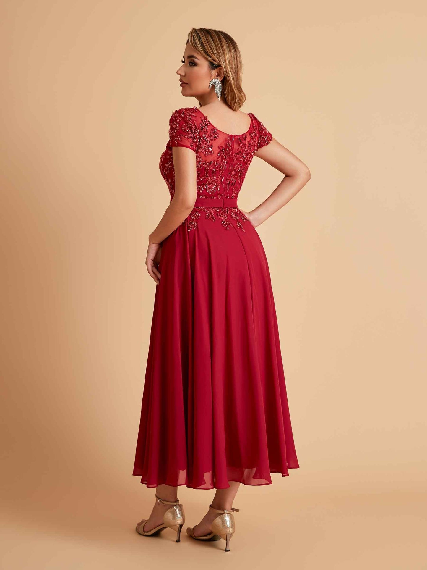 Elegant A-line Chiffon Short Sleeves Mother of the Brides Dresses Online
