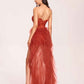 Sexy Rust Strapless Sweetheart Corset Ruffle Side-slit Mermaid Long Prom Dress, Evening Dress