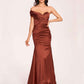 Satin One-shoulder Bridesmaid Dresses Pleats Floor Length Mermaid Long