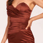 Satin One-shoulder Bridesmaid Dresses Pleats Floor Length Mermaid Long
