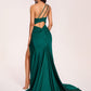 Jersey One-shoulder Prom Dresses Open Back Pleats Side-Slit With Train Long