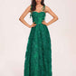 Green Prom Dress Spaghetti Straps Sleeveless Lace A-line Long Evening Dress