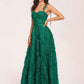 Green Prom Dress Spaghetti Straps Sleeveless Lace A-line Long Evening Dress