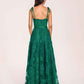 Green Prom Dress Spaghetti Straps Sleeveless Lace A-line Long Evening Dress