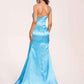 Satin One-shoulder Mermaid Prom Dresses Side Slit Pleats Floor Length