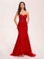 Lace Mermaid Prom Dress Beading Spaghetti Straps Sweetheart Long Evening Dress