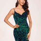 Sparkly Long Mermaid Prom Dress Spaghetti Straps Sweetheart Floor-length Evening Dress