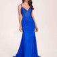 Sexy Royal Blue Mermaid Criss Cross Long Prom Dress V-neck Spaghetti Straps Evening Dress