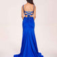 Sexy Royal Blue Mermaid Criss Cross Long Prom Dress V-neck Spaghetti Straps Evening Dress