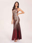 Gradient Sequin Mermaid Prom Dress Jewel Sleeveless Floor-Length Evening Dress