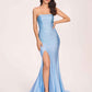 Sexy Beading Prom Dress Satin Sweetheart Strapless Side-Slit Mermaid Evening Dress