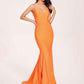 Sexy Satin Mermaid Prom Dresses Spaghetti Straps V-neck Floor Length Lace-up Back