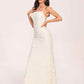 Sexy Cream Prom Dress Square Applique Spaghetti Straps Evening Dress