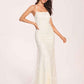 Sexy Cream Prom Dress Square Applique Spaghetti Straps Evening Dress
