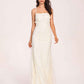 Sexy Cream Prom Dress Square Applique Spaghetti Straps Evening Dress
