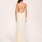 Sexy Cream Prom Dress Square Applique Spaghetti Straps Evening Dress