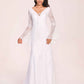 Long Sleeves Boho V-neck Lace-up Back Mermaid Lace Floor Length Wedding Dress